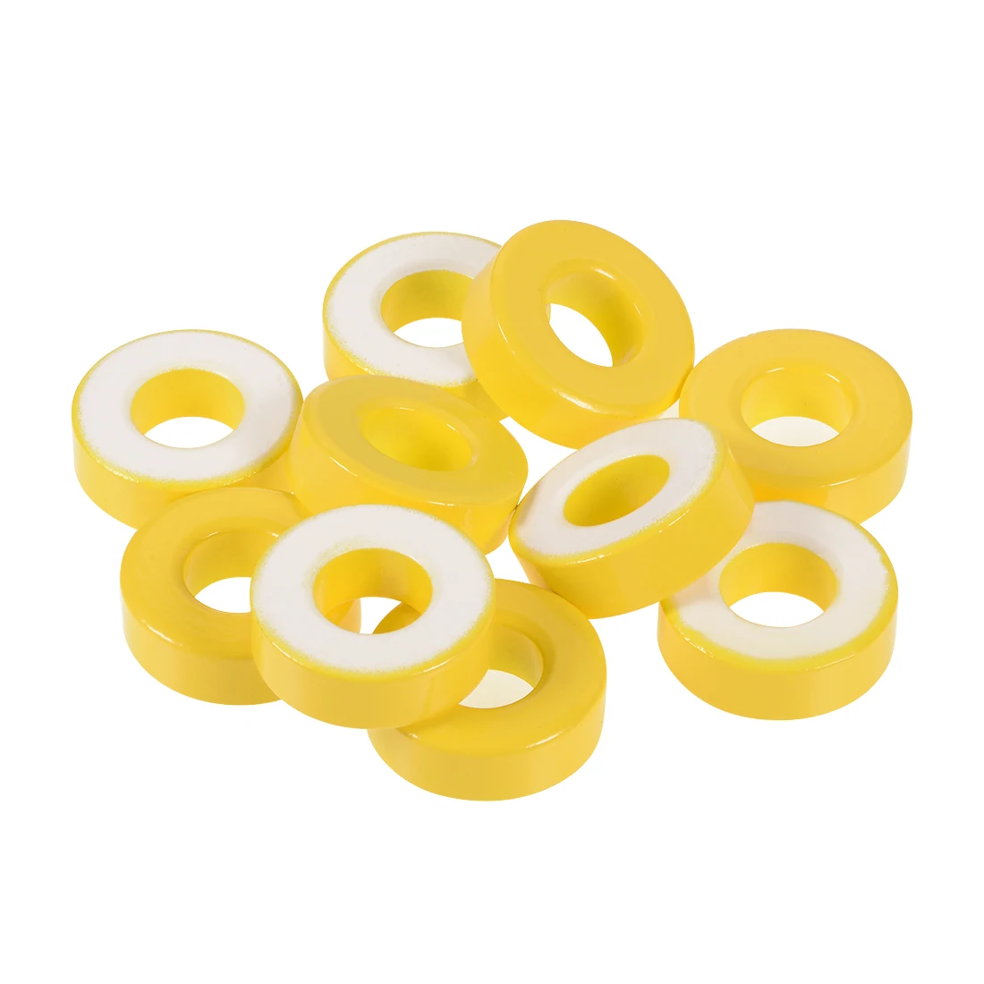 

10pcs 16x33.6x11.3mm Ferrite Ring Iron Powder Toroid Cores Yellow White Inductor Ferrite Rings for Power Transformers Inductors