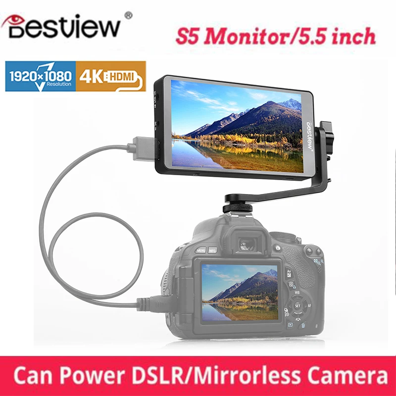 Bestview S5 5.5" Inch Camera Monitor DSLR FHD 1920x1080 Field Monitor HDMI Small IPS Camera Video Monitor 4K Camera Video assist
Bestview S5 5.5" Inch Camera Monitor DSLR FHD 1920x1080 Field Monitor HDMI Small IPS Camera Video Monitor 4K Camera Video assist