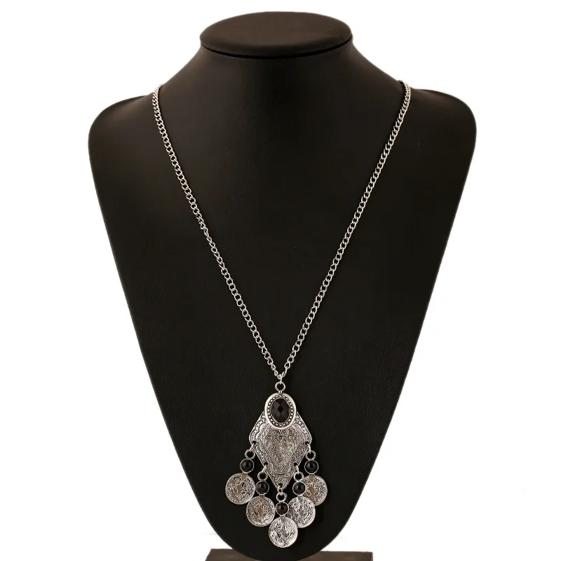 New Style Retro Geometry Decorative Pattern with Gemstone Coin Tassel Necklace Big Brand Exaggeration Versatile Coin Sweater Cha
New Style Retro Geometry Decorative Pattern with Gemstone Coin Tassel Necklace Big Brand Exaggeration Versatile Coin Sweater Cha