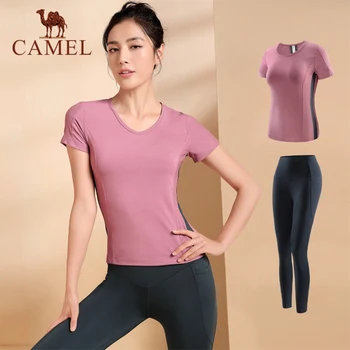 CAMEL Two-piece Yoga Suits Women's Suit Spring Summer Sportwear Short Sleeved Shirt Fashion Women Fitness Suits Female Clothing 
CAMEL Two-piece Yoga Suits Women's Suit Spring Summer Sportwear Short Sleeved Shirt Fashion Women Fitness Suits Female Clothing