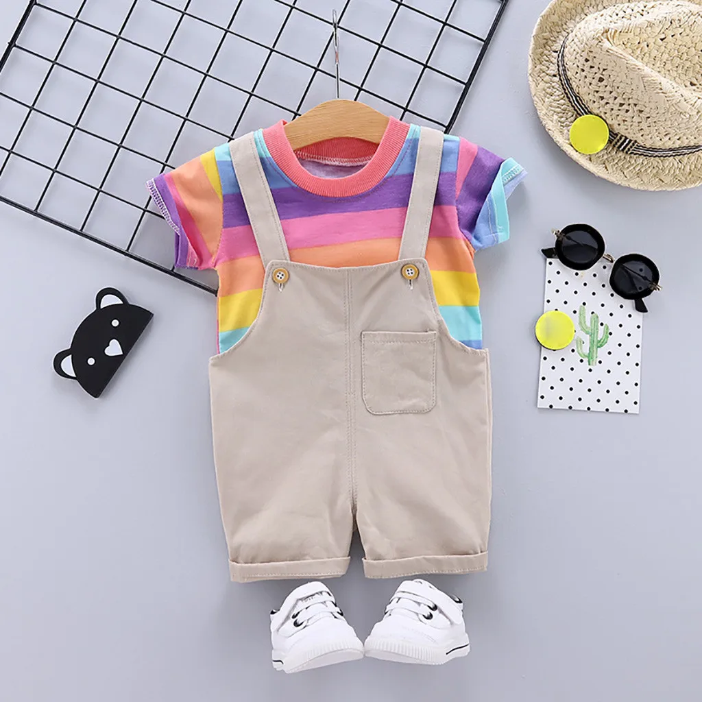 (1-4Y) Blue Shell Color Striped Strap Short Sleeve Children's Striped Rainbow Short Sleeve Top + Wing Strap Two-Piece Set S4
(1-4Y) Blue Shell Color Striped Strap Short Sleeve Children's Striped Rainbow Short Sleeve Top + Wing Strap Two-Piece Set S4