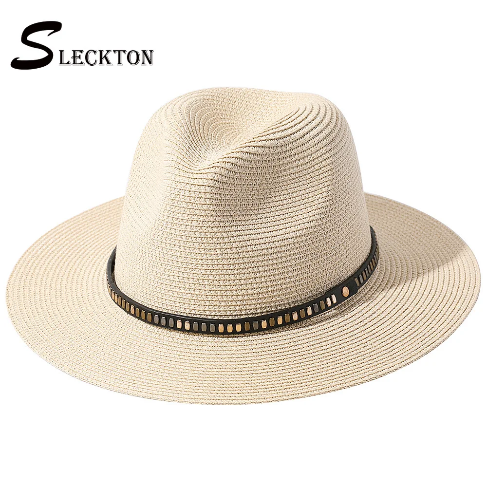 

SLCKETON Straw Hat for Women and Men Fashion Fedoras Hat Summer Beach Sun Hat Visors Caps Unisex Panama Jazz Cap Gorras S1267