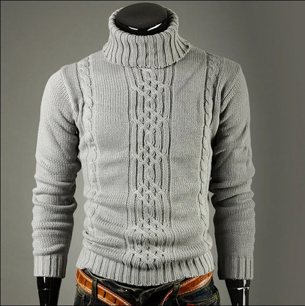 Мужской свитер пуловер с высоким воротником жаккардовый мужской льняной мужская