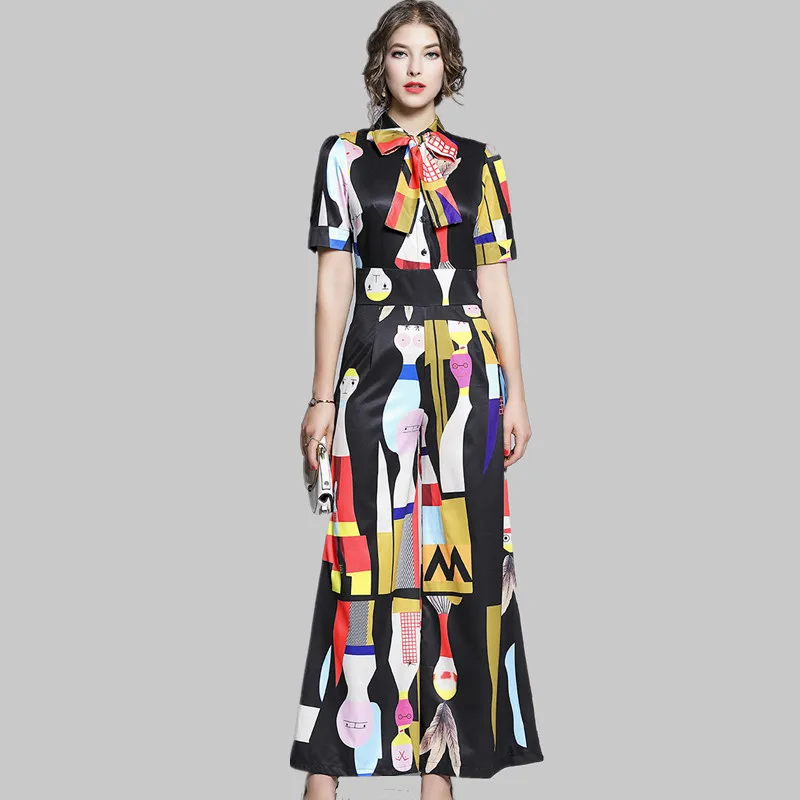 Runway Cartoon Print Short Sleeve Bow Jumpsuit Women Autumn High Waist Wide Leg Full Length Rompers Overalls Playsuit K268
Runway Cartoon Print Short Sleeve Bow Jumpsuit Women Autumn High Waist Wide Leg Full Length Rompers Overalls Playsuit K268