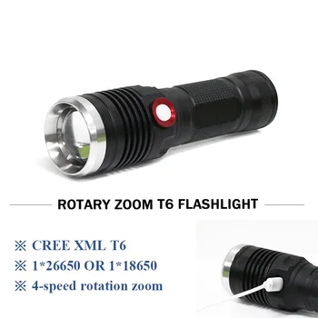 

Military zoom USB flashlight rechargeable 18650 26650 battery waterproof CREE XML T6 / L2 4 mode led flash lights lanterna torch
