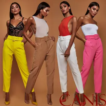 Women Tie Belt Fit Skinny Pants High Waist OL Ladies Career Long Trousers New
Women Tie Belt Fit Skinny Pants High Waist OL Ladies Career Long Trousers New