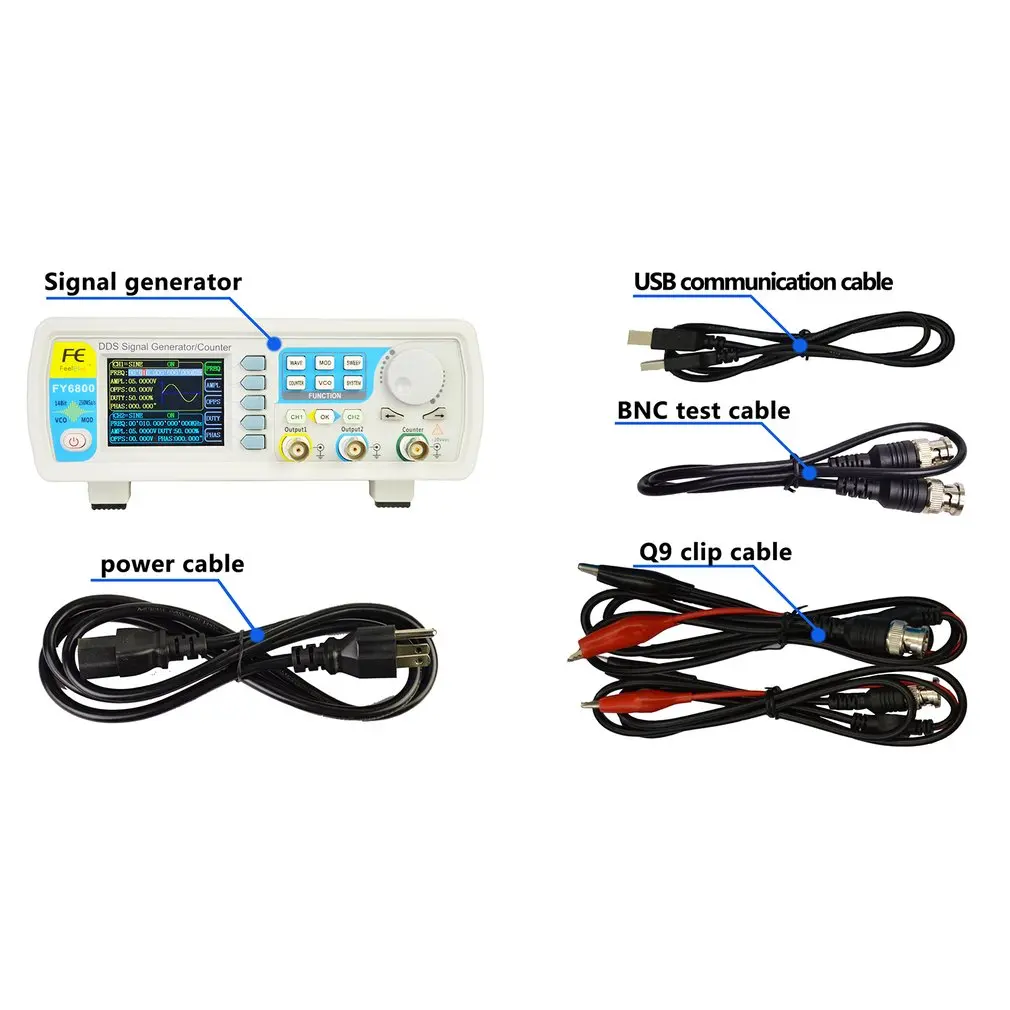 FY6800-20/40/60M 2-Channel DDS Arbitrary Signal Generator 250MSa/s 8192*14bits Waveform Frequency Meter VCO
FY6800-20/40/60M 2-Channel DDS Arbitrary Signal Generator 250MSa/s 8192*14bits Waveform Frequency Meter VCO