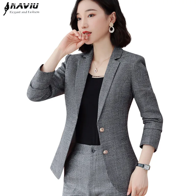 2019 New autumn gray pink plaid blazer fashion women casual long sleeve slim jacket office ladies business work coat
2019 New autumn gray pink plaid blazer fashion women casual long sleeve slim jacket office ladies business work coat