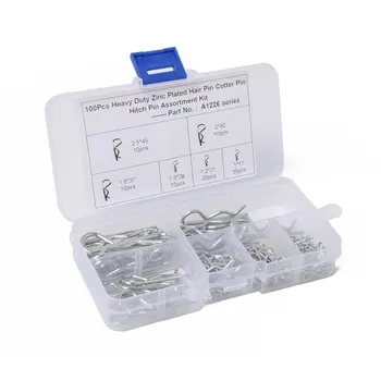 100PCS Zinc Plated Hair Pin Hitch Retaining R Clip Lynch Cotter Spring Assorted Kit Split Cotter Pins Kit Set Fastener Pins
100PCS Zinc Plated Hair Pin Hitch Retaining R Clip Lynch Cotter Spring Assorted Kit Split Cotter Pins Kit Set Fastener Pins