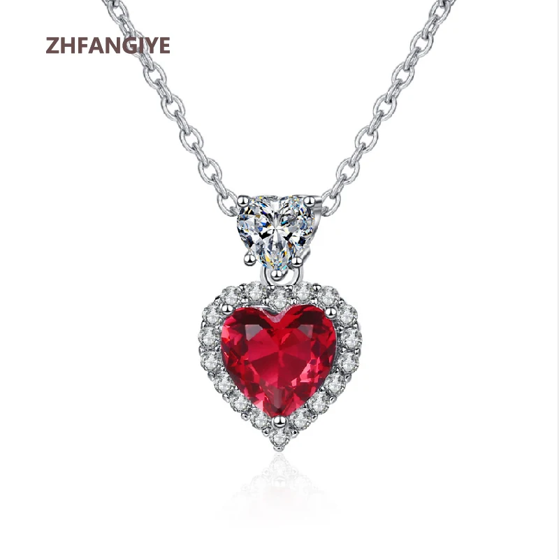 ZHFANGIYE Trendy Necklace for Women Wedding Party Silver 925 Jewelry Accessories with Ruby Zircon Gemstone Heart Shape Pendant
ZHFANGIYE Trendy Necklace for Women Wedding Party Silver 925 Jewelry Accessories with Ruby Zircon Gemstone Heart Shape Pendant