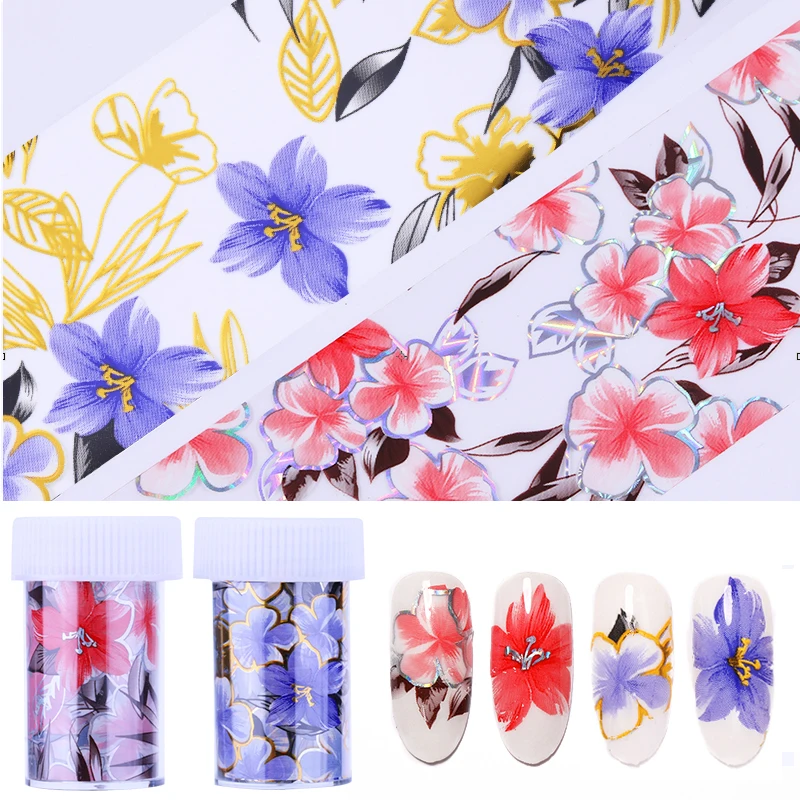 1 Roll Holographic Flowers Image Nail Foils Colorful Floral Transfer Stickers Decals Tips Flower Patterns Nail Art Decoration
1 Roll Holographic Flowers Image Nail Foils Colorful Floral Transfer Stickers Decals Tips Flower Patterns Nail Art Decoration