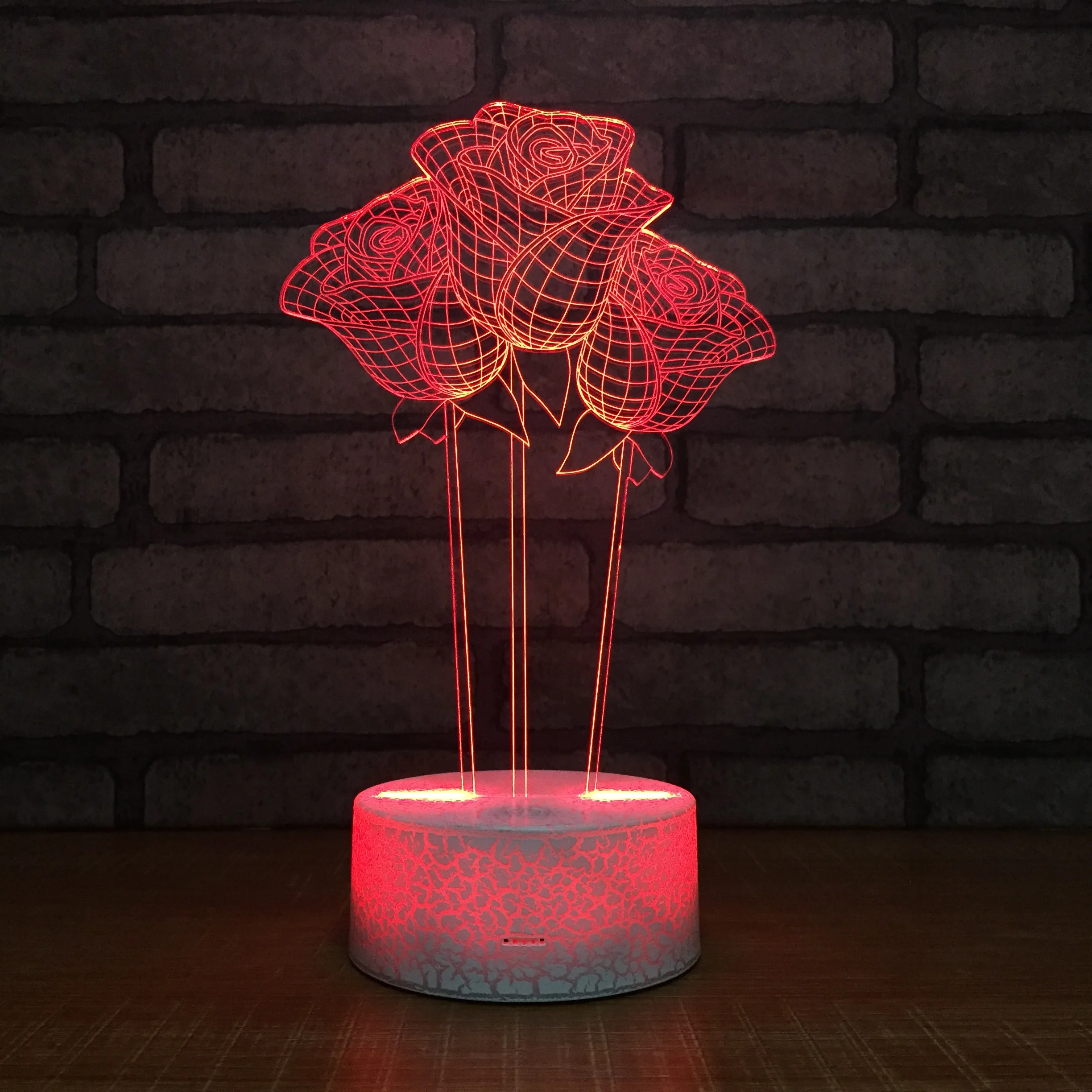 Фото Романтический Красочные розы USB светодиодный 3d Ночной светильник дистанционного