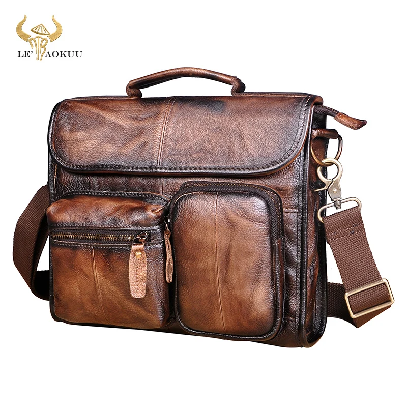 

2020 Original Leather Male Designer Casual Messenger Crossbody bag Fashion Tablet Mochila Satchel University School Book bag 202