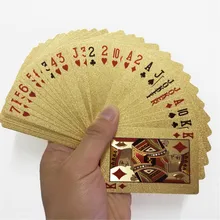 Divertissez les cartes à jouer d'or plate-forme de feuille d'or Pokers ensemble cartes magiques 24K or feuille de plastique Pokers cartes imperméables durables(China)