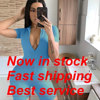 Women V-Neck Bodycon Jumpsuits with Zipper Short Sleeves Sexy Top Solid Color Biker Short Rompers
Women V-Neck Bodycon Jumpsuits with Zipper Short Sleeves Sexy Top Solid Color Biker Short Rompers