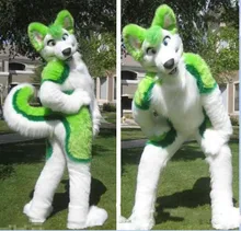 Verde Husky Fursuit disfraz para mascota de peluche adulto tamaño de dibujos animados disfraz de fantasía para Halloween fiesta evento(China)