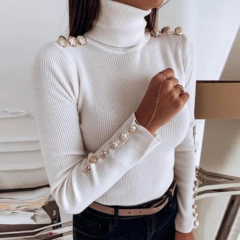 ladies tops Casual Turtleneck Slim Sweater Warm Knitwear Long Sleeve Jumper buttons women pullovers
ladies tops Casual Turtleneck Slim Sweater Warm Knitwear Long Sleeve Jumper buttons women pullovers