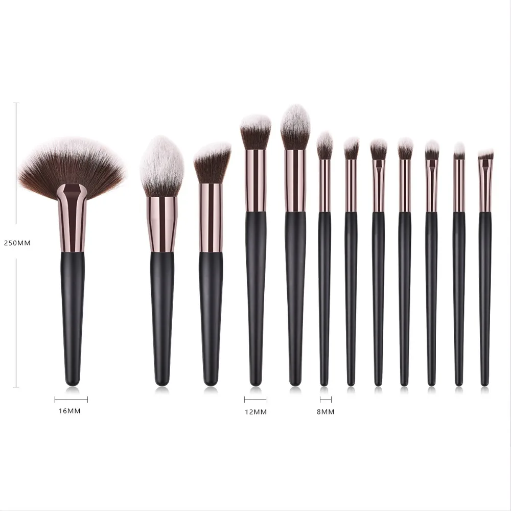 

12pcs Fan Foundation Concealer Makeup Brushes Set Eyeshadow Eyebrow Lip Brush Oblique Wooden Handle Makeup Cosmetic Tools