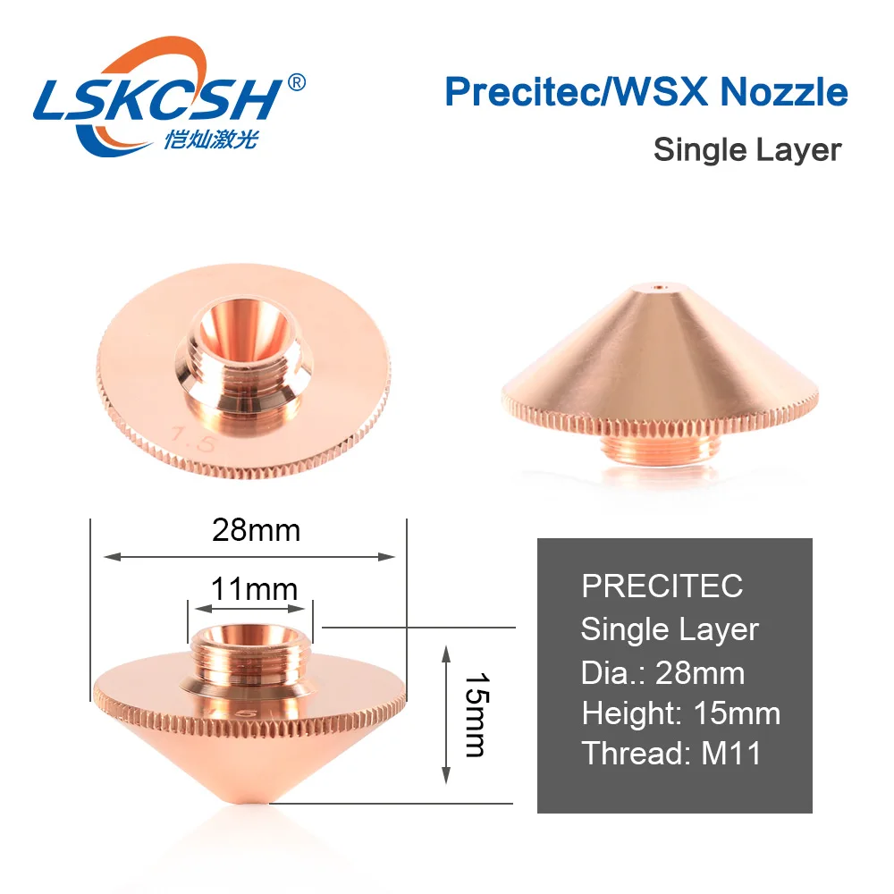 LSKCSH Precitec/WSX Laser Nozzles Single Layer Dia.28mm Calber 0.8-5.0mm for Precitec/WSX laser cutting head agents wanted
LSKCSH Precitec/WSX Laser Nozzles Single Layer Dia.28mm Calber 0.8-5.0mm for Precitec/WSX laser cutting head agents wanted