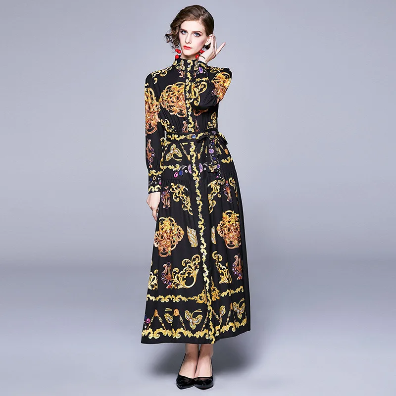 Ozhouzhan 2019 Catwalks New Style Retro Loose Big Brand Positioning Printed Long Sleeve Big Hemline Dress
Ozhouzhan 2019 Catwalks New Style Retro Loose Big Brand Positioning Printed Long Sleeve Big Hemline Dress