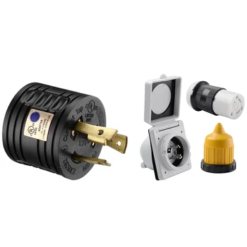 3Pcs 125V Rv Power Twist Lock Plug Inlet & 1x RV Generator Adapter 3-Prong 30A Male to 30A Female RV Power Plug
3Pcs 125V Rv Power Twist Lock Plug Inlet & 1x RV Generator Adapter 3-Prong 30A Male to 30A Female RV Power Plug