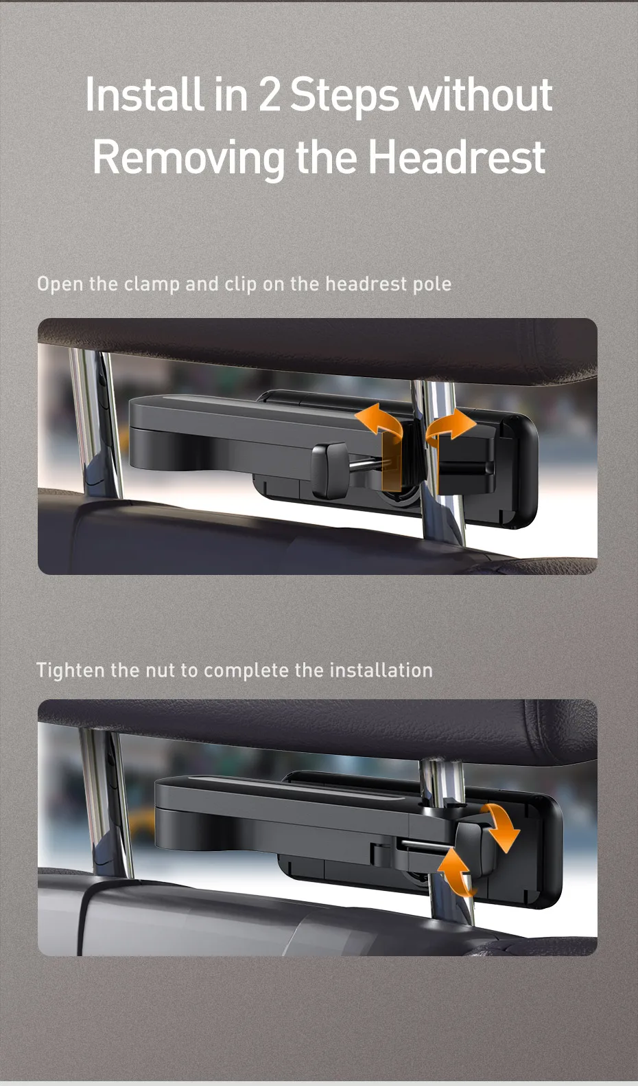 Gadgetoo Baseus Fun Journey Backseat Lazy Bracket Car Seat Rear Phone Holder For 4.7-12.3 Inch Phones And Tablets