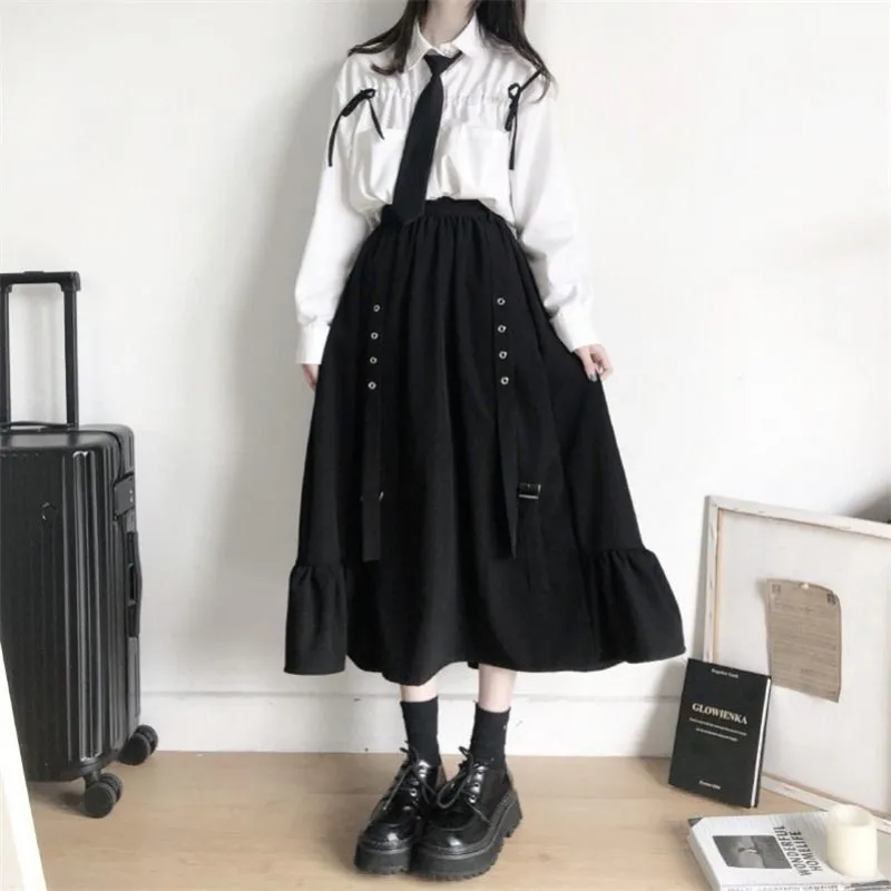2021 Autumn Women Skirts high waist student Korean Style Dark vintage Ruffle Long A-line skirts women fashion
2021 Autumn Women Skirts high waist student Korean Style Dark vintage Ruffle Long A-line skirts women fashion