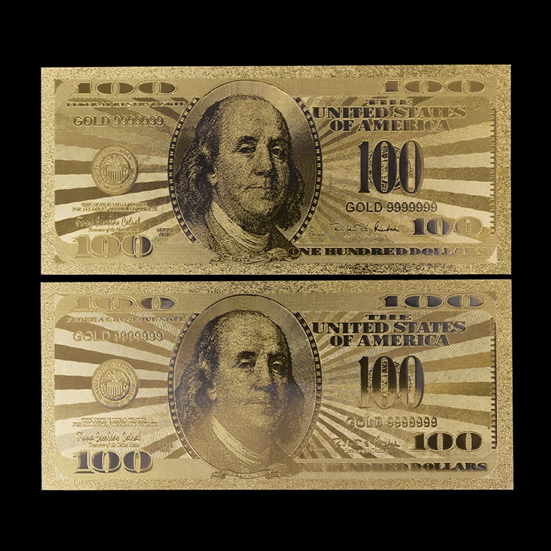 Description Picture 2 of item10Pcs/Lot Commemorative Gold Banknotes 100 Dollar USA Currency Bill Fake Paper Money Coin Medal 24k United States OF America