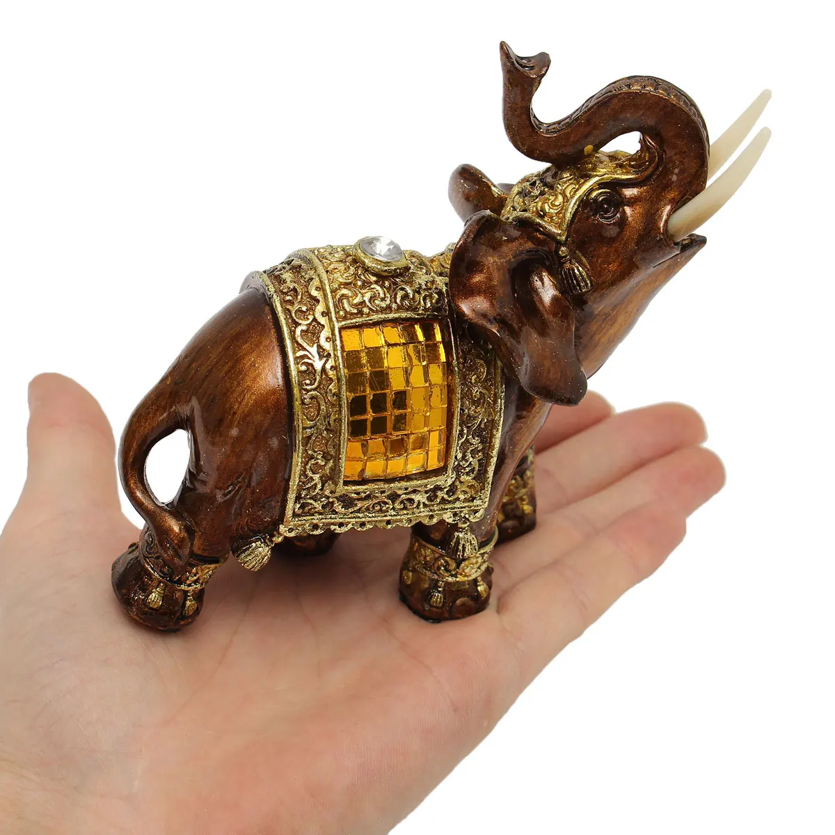 2Pcs Resin Feng Shui 4.7 Inch Elegant Elephant Trunk Statue Wealth Lucky Figurine Ornate Figurine Crafts Ornaments Gift 
2Pcs Resin Feng Shui 4.7 Inch Elegant Elephant Trunk Statue Wealth Lucky Figurine Ornate Figurine Crafts Ornaments Gift