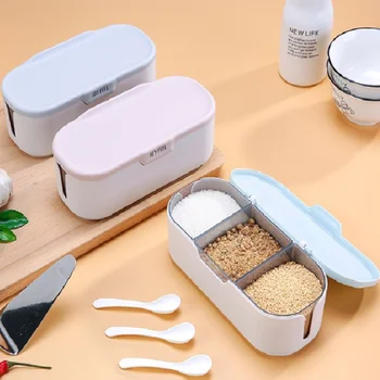 Moisture-proof 3 Grid Seasoning Storage Jars Set with Lid Spoon Spice Container Pepper Salt Can Seal Cruet Home Kitchen Gadget
Moisture-proof 3 Grid Seasoning Storage Jars Set with Lid Spoon Spice Container Pepper Salt Can Seal Cruet Home Kitchen Gadget