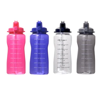 Half gallon water bottle tritan material motivational bottle with time marker & straw BPA free leakproof 
Half gallon water bottle tritan material motivational bottle with time marker & straw BPA free leakproof