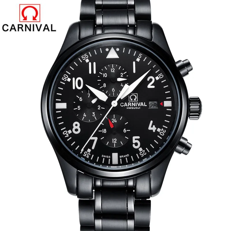 CARNIVAL Brand Fashion Polite Automatic Military Watch Men Luxury Waterproof Black Luminous Mechanical Sport Clock Reloj Hombre
CARNIVAL Brand Fashion Polite Automatic Military Watch Men Luxury Waterproof Black Luminous Mechanical Sport Clock Reloj Hombre