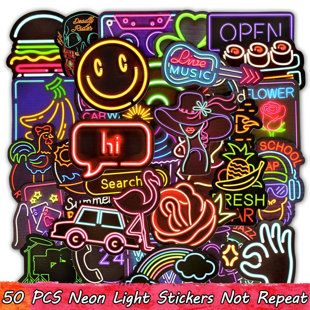 50Pcs/Set Neon Light Sticker Kids Toys Anime Cute For Children to Suitcase Laptop Car Guitar Phone Fridge Sticker Children Gifts
50Pcs/Set Neon Light Sticker Kids Toys Anime Cute For Children to Suitcase Laptop Car Guitar Phone Fridge Sticker Children Gifts