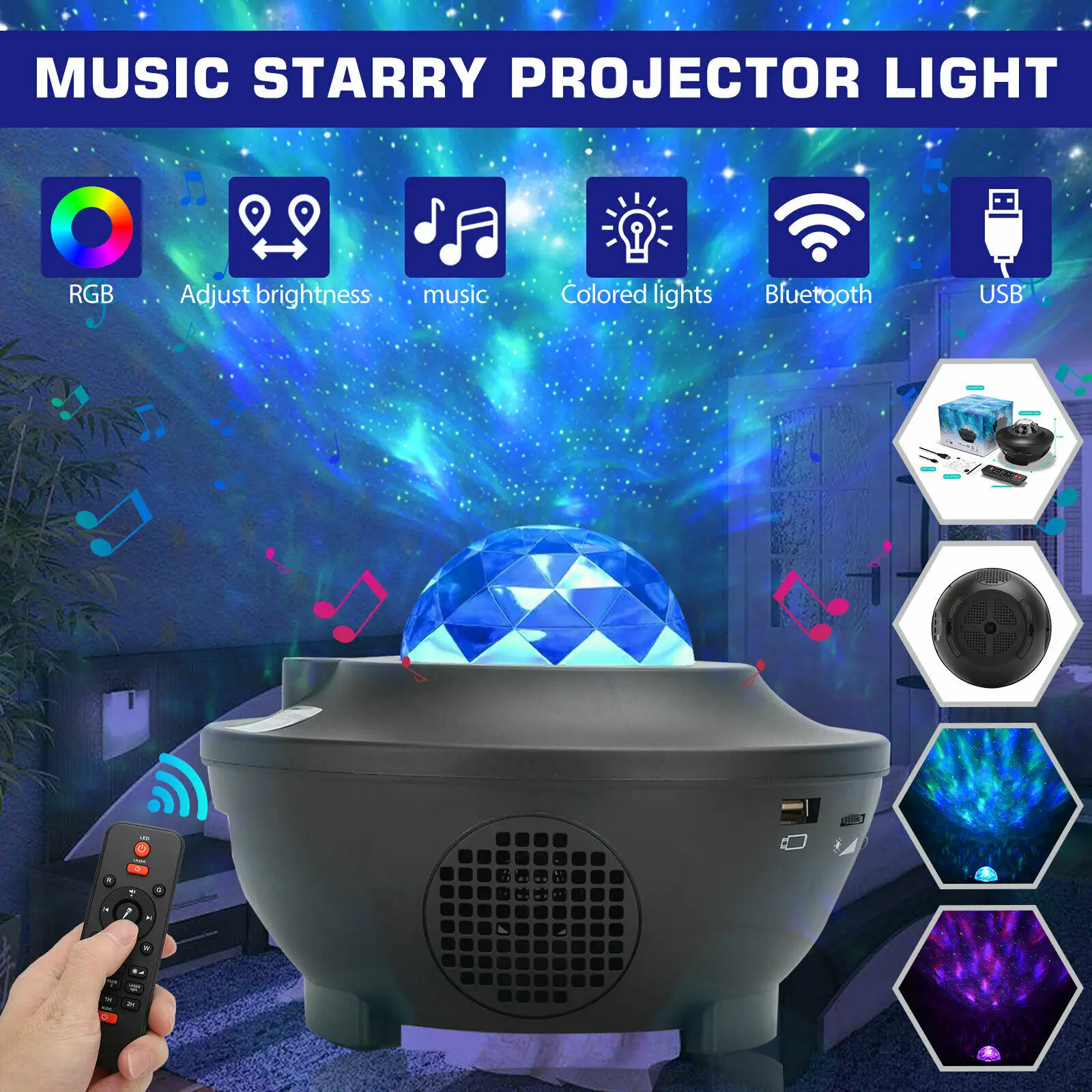 USB LED Star Night Light Wave LED Galaxy Starry Night Light Projector Speaker Ocean Star Sky Party Music Starry Water
USB LED Star Night Light Wave LED Galaxy Starry Night Light Projector Speaker Ocean Star Sky Party Music Starry Water