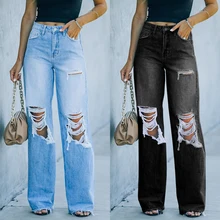 Women's Pants Wide Leg Jeans Streetwear Black High Waist Torn Scratched Y2k Ripped Casual Vintage Pockets Female Trousers Mujer
Women's Pants Wide Leg Jeans Streetwear Black High Waist Torn Scratched Y2k Ripped Casual Vintage Pockets Female Trousers Mujer
