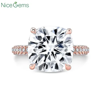 NiceGems 14K Rose Gold 5ct 10.5mm Cushion cut GH Color Moissanite 3 sided pave setting double invisible halos Engagement ring
NiceGems 14K Rose Gold 5ct 10.5mm Cushion cut GH Color Moissanite 3 sided pave setting double invisible halos Engagement ring