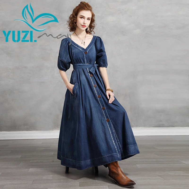 Summer Dress 2021 Yuzi.may Boho New Denim Women's Dresses V-Neck Short Sleeve Single Breasted Vintage Vestidos Female A82282
Summer Dress 2021 Yuzi.may Boho New Denim Women's Dresses V-Neck Short Sleeve Single Breasted Vintage Vestidos Female A82282