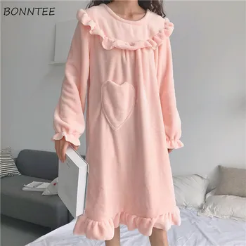 Sleepshirts Women Daily O-neck Thickening Warm Sleepwear Sweet Cute Womens Students Korean Style Loose Casual Comfortable Modern
Sleepshirts Women Daily O-neck Thickening Warm Sleepwear Sweet Cute Womens Students Korean Style Loose Casual Comfortable Modern