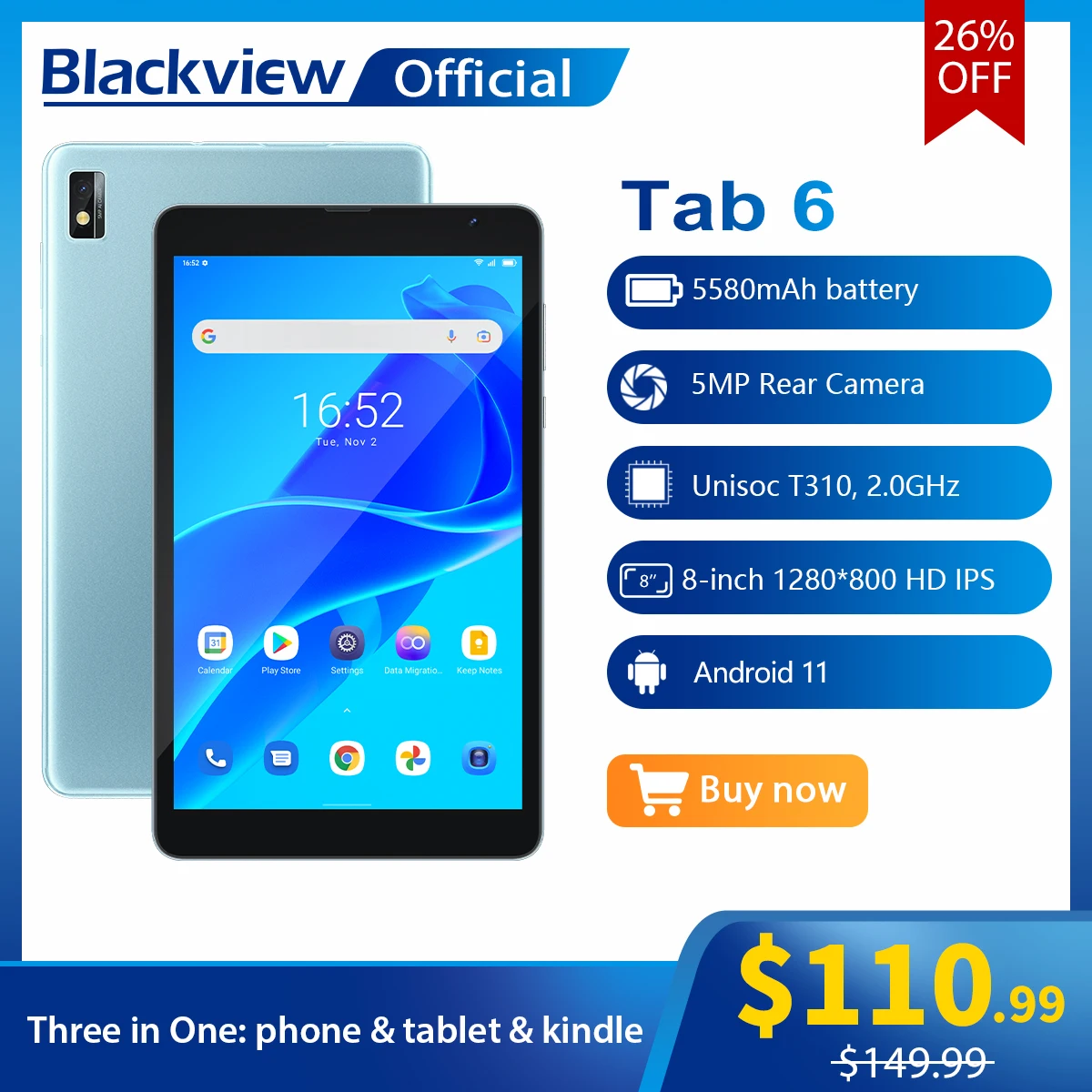 Blackview Tab 6 планшет экран 8 дюймов 3 Гб ОЗУ 32 ПЗУ Android 11 5580 мАч | Компьютеры и офис