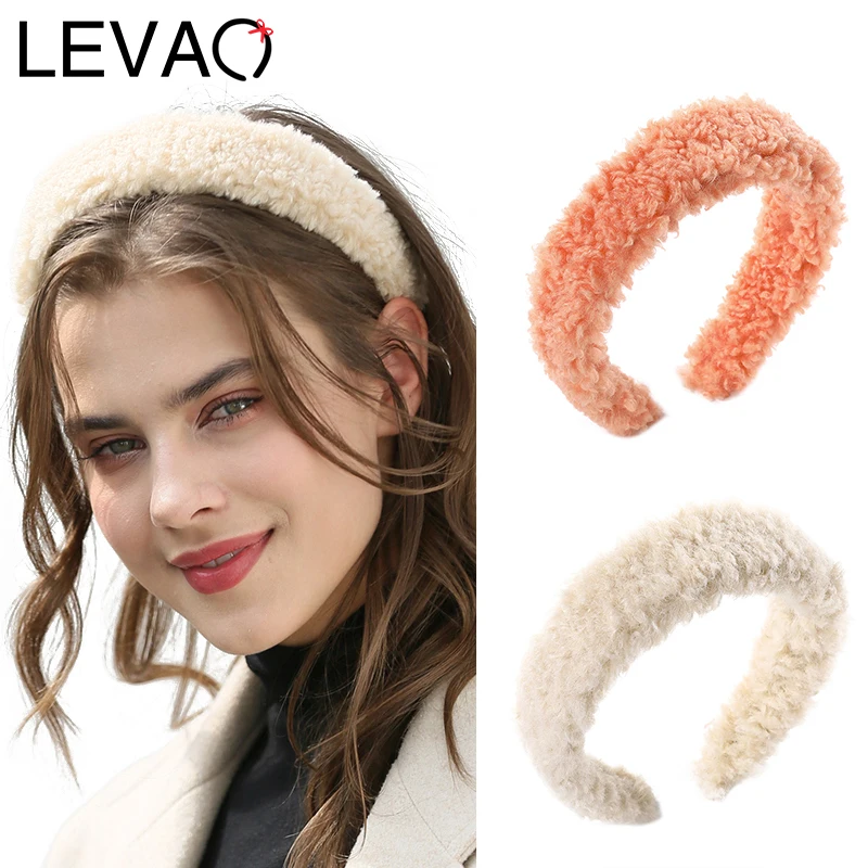 

LEVAO Lambswool Headbands Bohemian Solid Hairband Fashion Head Hoop Women Bezel Turban Headwear Hair Accessories Girls Hair Band