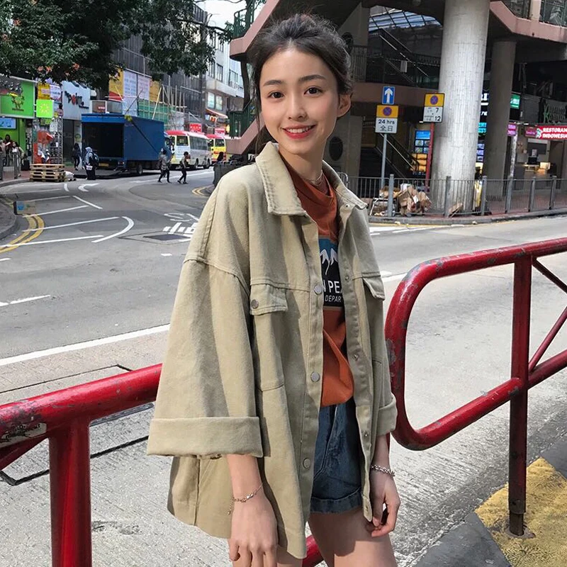 Autumn 2019 New Hong Kong Style Fashion Loose Pocket Vintage Long Sleeve Denim Jacket Womens Jackets and Coats
Autumn 2019 New Hong Kong Style Fashion Loose Pocket Vintage Long Sleeve Denim Jacket Womens Jackets and Coats