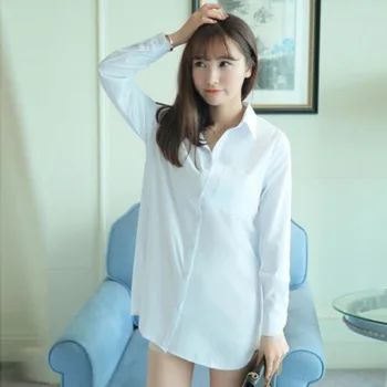 Korean Women Shirt Mid-long Leagth Leisure Wear Autunmn Turn Down Collar Full Sleeve Female Clothes White Blusa Tops u 
Korean Women Shirt Mid-long Leagth Leisure Wear Autunmn Turn Down Collar Full Sleeve Female Clothes White Blusa Tops u