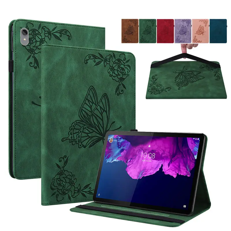 

for Lenovo Tab P11 Plus Case TB-J616X TB-J616F Tab P11 TB-J606F Cover for Xiaoxin Pad Plus Case Flower Butterfly Embossed Funda