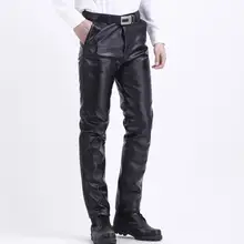 

Brand Men Winter PU Leather Pants Thick Fleece Heavyweight Male Thermal & Warm Trousers Motorcycle Windproof Waterproof