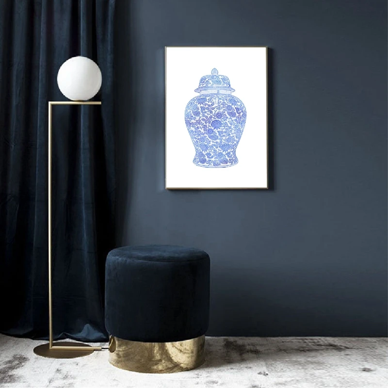 Chinese-Ginger-Jar-Print-Blue-and-White-Chinoiserie-Waterolor-Canvas-Art-Painting-Wall-Art-Picture-Poster (1)
