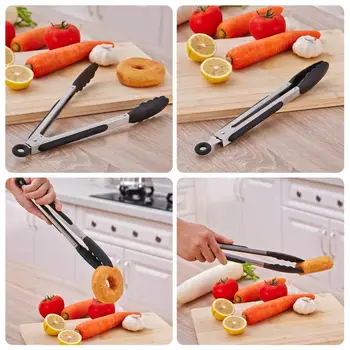 Food Tongs Stainless Steel Kitchen Snacks Clip Silicone Handle Anti-scalding Bread Tong Salad Tool Cooking Barbecue Toast Clamp
Food Tongs Stainless Steel Kitchen Snacks Clip Silicone Handle Anti-scalding Bread Tong Salad Tool Cooking Barbecue Toast Clamp