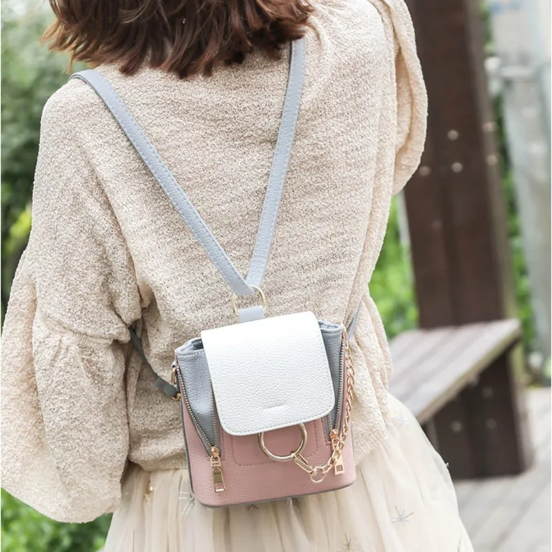 Contrast Color Backpack Female Luxury Brand Designed Mini Backpack Round Ring Schoolbag PU Leather Women Backpack
Contrast Color Backpack Female Luxury Brand Designed Mini Backpack Round Ring Schoolbag PU Leather Women Backpack