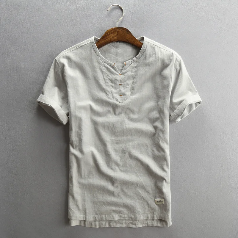 Plus Size M-5XL Mens Pullover Linen T Shirt Men Short Sleeve Summer Quality Casual T-shirt Slim fit for TS-725 | Мужская одежда