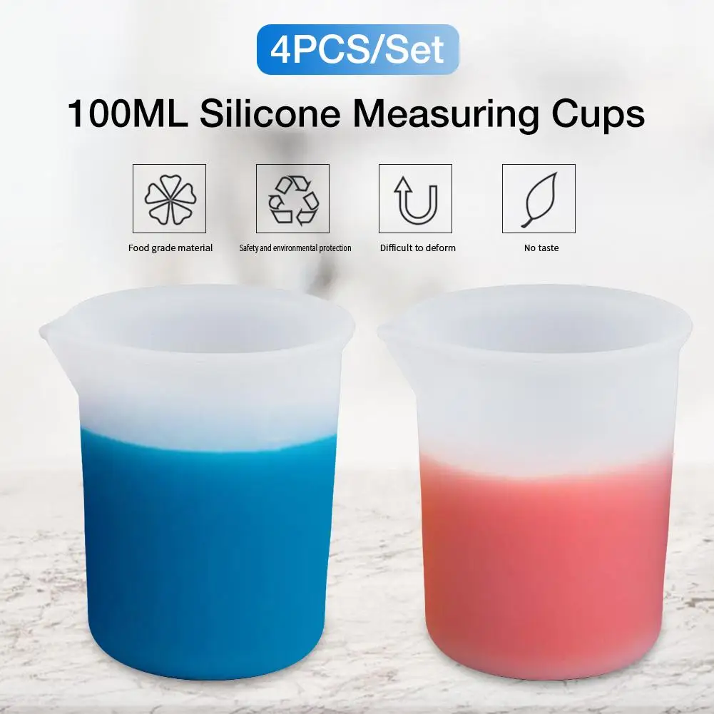 4PCS/Set Silicone Measuring Cup DIY Handmade Tool With Scale 100ML Silicone Measuring Cup For Resin Kitchen Art Craft
4PCS/Set Silicone Measuring Cup DIY Handmade Tool With Scale 100ML Silicone Measuring Cup For Resin Kitchen Art Craft