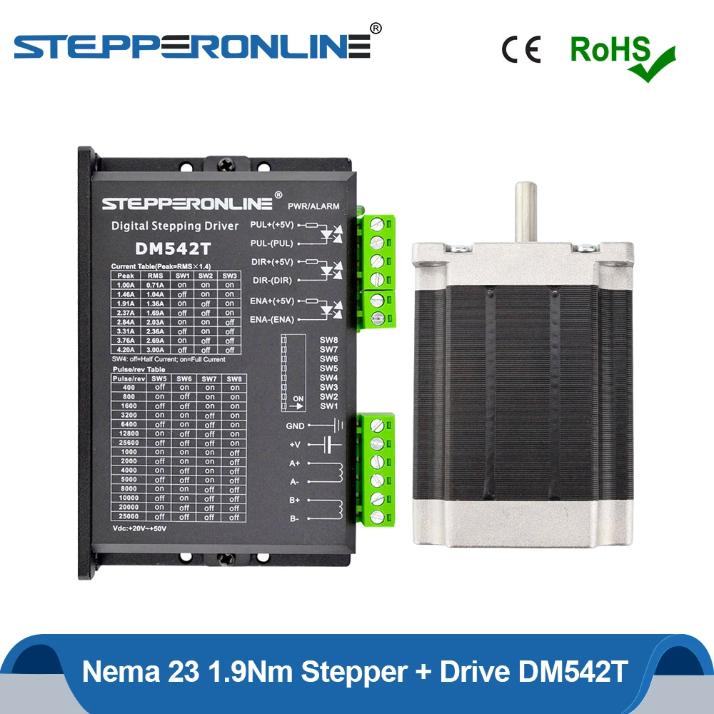 1 Axis Stepper Motor CNC Kit 1.9Nm Nema23 Stepper Motor & Driver 3A 1PC Nema 23 Stepper 57 Motor & 1PC Driver DM542T
1 Axis Stepper Motor CNC Kit 1.9Nm Nema23 Stepper Motor & Driver 3A 1PC Nema 23 Stepper 57 Motor & 1PC Driver DM542T
